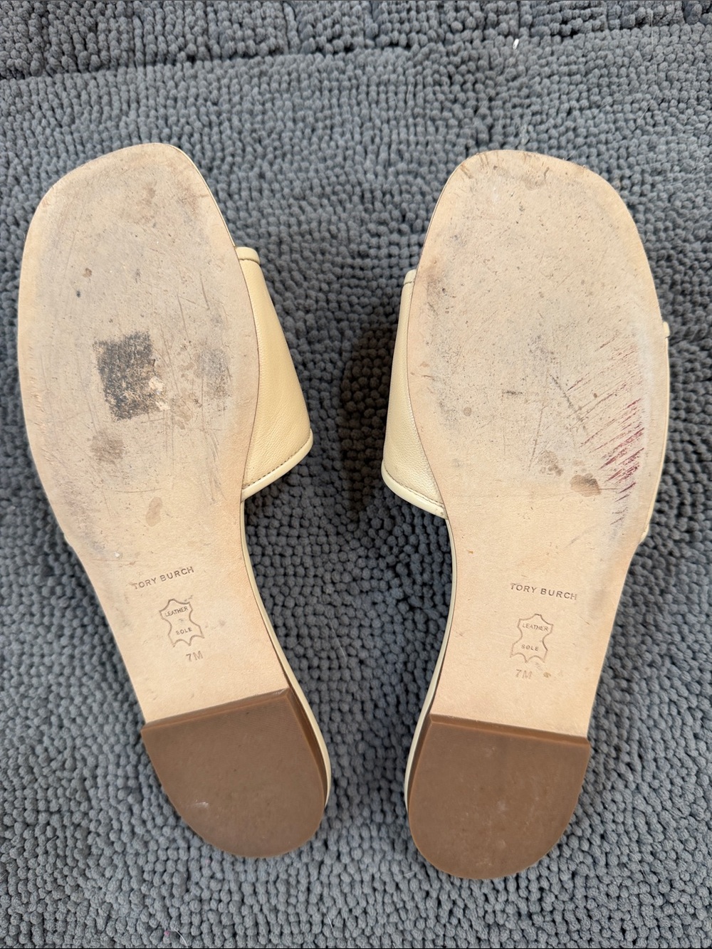 Tory Burch Eleanor Cream Leather Slide Mules with Gold Logo size 7 - Picture 6 of 9